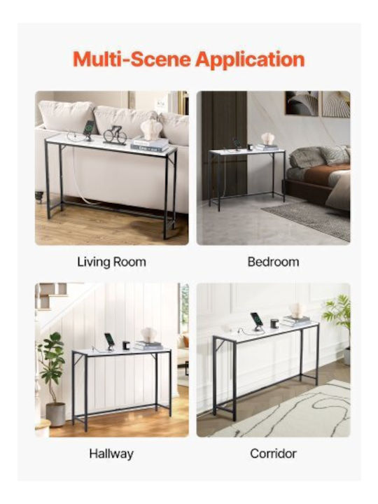 Κονσόλα Μεταλλική με Μαρμάρινη Επιφάνεια Marble Μ110xΠ23.9xΥ74.2εκ.