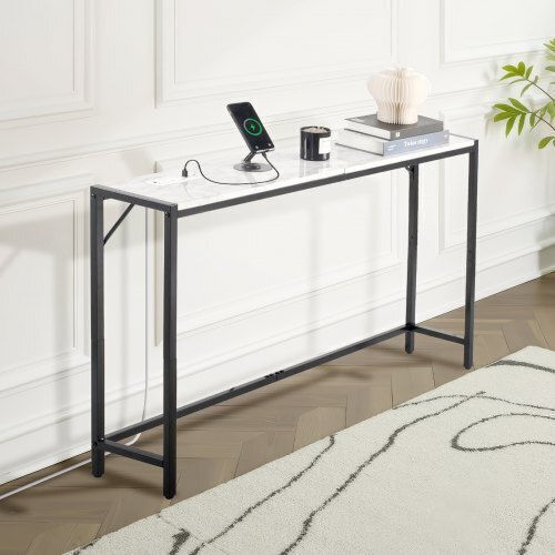 Конзолна маса Метална с Мраморно Покритие Marble Д110xШ23.9xВ74.2cm
