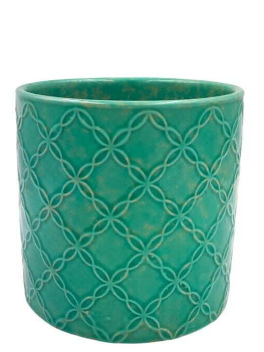 Planter Ceramic Turquoise 14x14x13cm.
