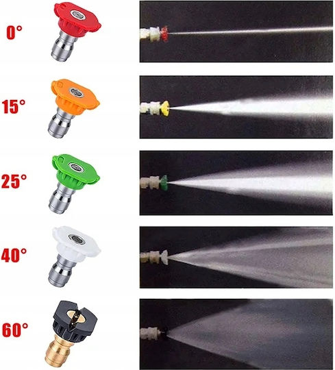 Rosfix Set of 5 Quick Connect Pressure Washer Nozzles 0° 15° 25° 40° 60° + Washing Lance Y