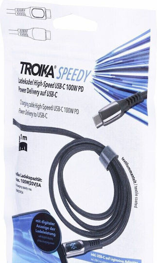 Troika Regular Cablu USB la Type-C cu mai multe porturi Negru 1m (CBL10)