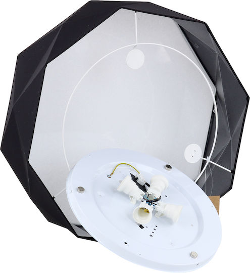 TK Lighting Kantoor Ceiling Mount Light 52cm Black with Socket E27