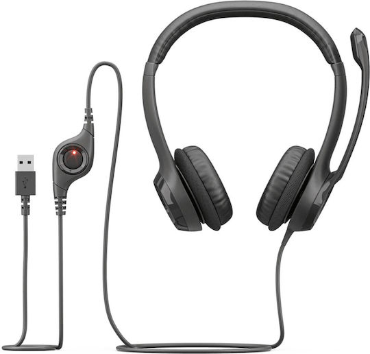 Logitech H390 На ушите Мултимедийни слушалки с микрофон и връзка USB-C в Черен цвят