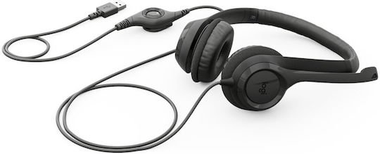 Logitech H390 На ушите Мултимедийни слушалки с микрофон и връзка USB-C в Черен цвят