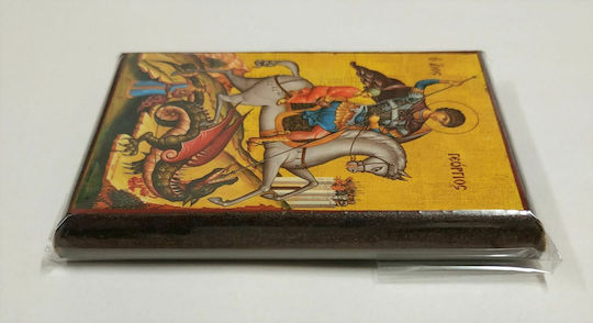 Saint George the Trophy-Bearer on Horseback "Icon Frame Category Paper Krn No 00 Dimension 6.5cm X 9.5cm" Icon Wood MDF S&k Byzantine Icons
