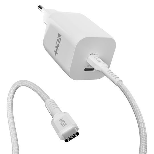 Next One Charger with Built-in Cable GaN with 2 USB-C Ports USB-C - USB-C 35W Whites