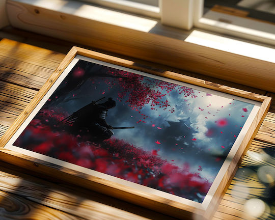 Gaming Poster Ghost Tsusima Gm2360 50cm X 70cm Μαύρο Ξύλινο Κάδρο