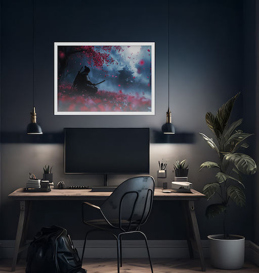 Gaming Poster Ghost Tsusima Gm2360 50cm X 70cm Μαύρο Ξύλινο Κάδρο