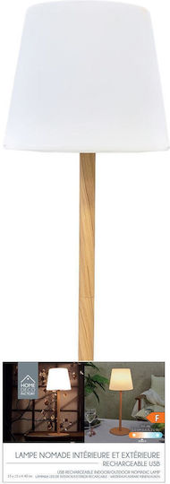 The Home Deco Factory Wood Table Lamp LED with White Shade and Base