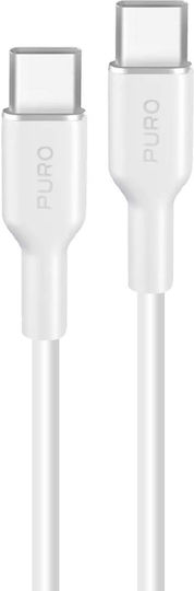 Puro Icon Soft USB 2.0 Cable USB-C male - USB-C 60W Λευκό 1.5m