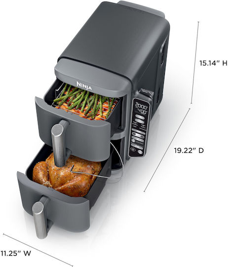 Ninja Friteuză cu aer cu Coș Detașabil Dublu 9.5lt Gri SL451EU