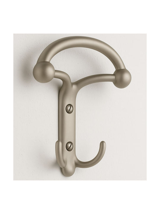 Viobrass Metal Wall Hanger 110 with 2 Slots Νίκελ Ματ 10.7x3.7x12.3cm 1pc