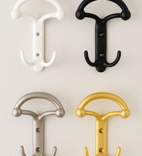 Finetto Metal Wall Hanger With 3 White Hooks 10.7x12.3cm