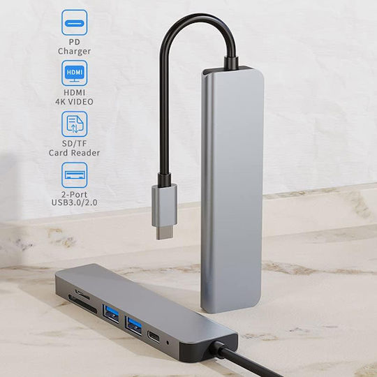 Techsuit H5 USB-C Docking Station mit HDMI 4K PD Gray