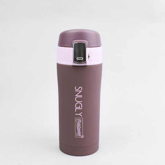 Maestro Stainless Steel Plastic Thermos Bottle 300ml Brown
