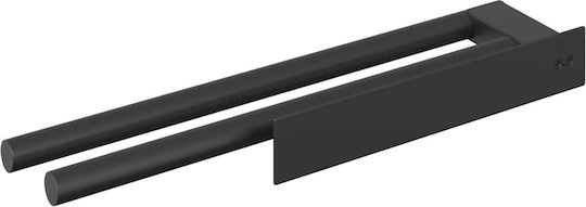 vidaXL Стелаж Баня Единична Подов със закопчалка за обръч и примка ​40x9см Inox Черен