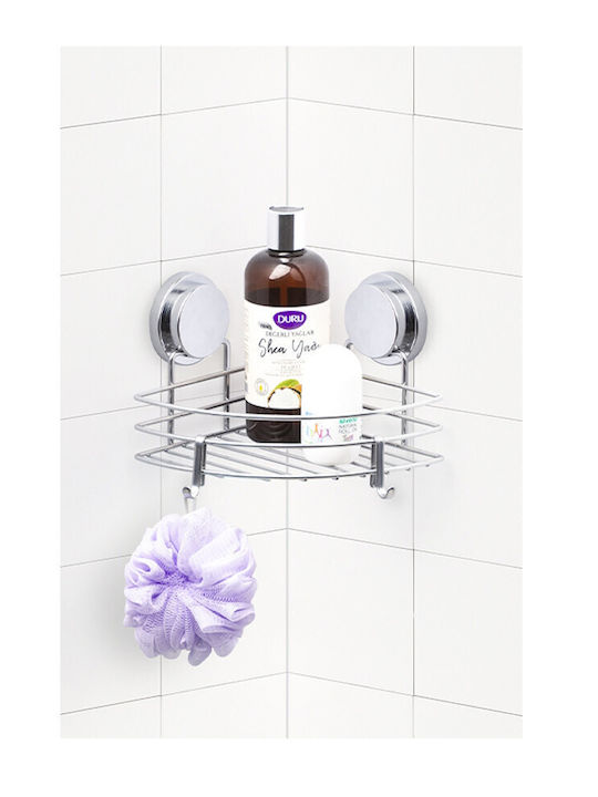 Metalife Ecke An der Wand montiert Badezimmerregal Metallisch Silber