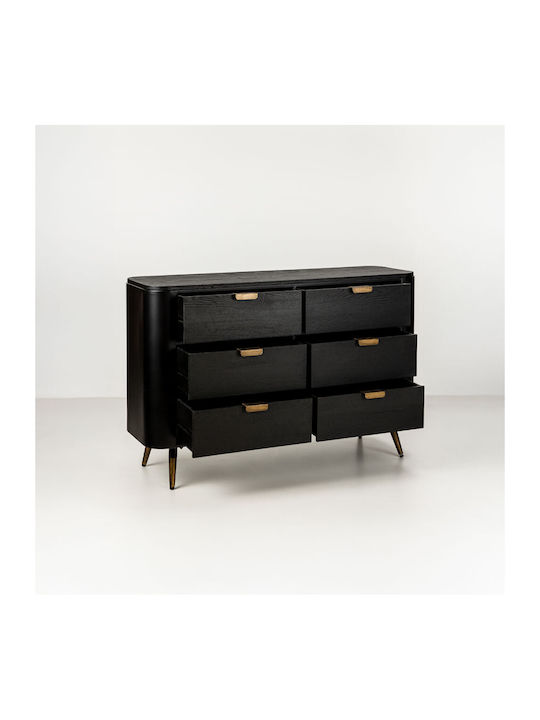 Συρταριέρα Κρεβατοκάμαρας Holz Colombo Black Velvet-Black Metal 118x39x77cm