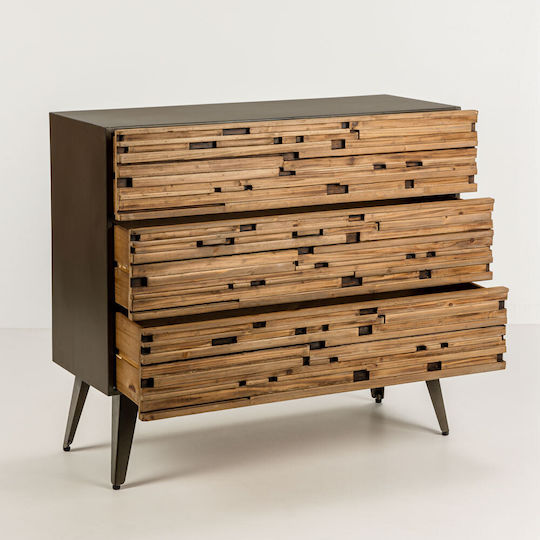 Coast Wooden Chest of Drawers with 3 Drawers Natural 90x37x79cm