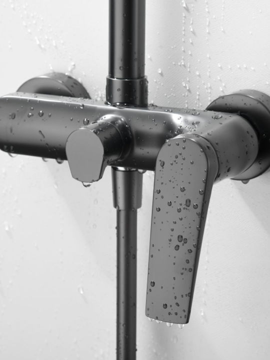 Imex BDD055 BGM Adjustable Shower Column with Bathtub Mixer 124cm Black