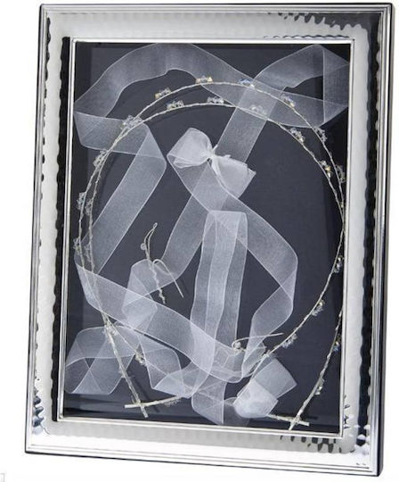 Prince Silvero Tabletop Rectangle Wedding Crown Case / Photo Frame Silver/White 24x18cm