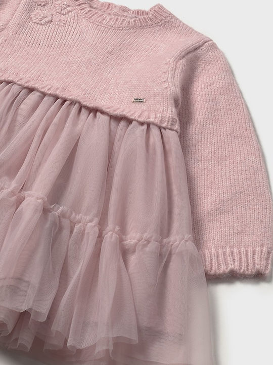 Children's Dress Long Sleeve Tulle Pink
