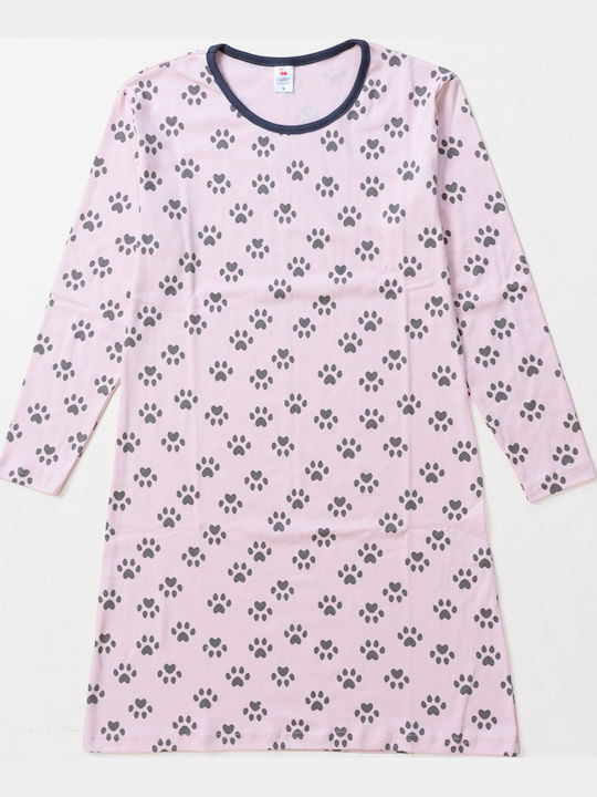 Cherry Winter Damen Nachthemd Pink