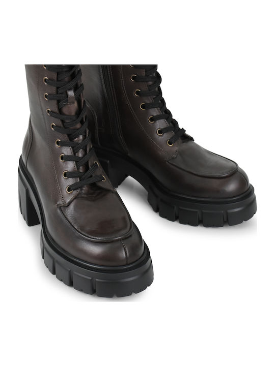 Leder Stiefeletten Damen Braun