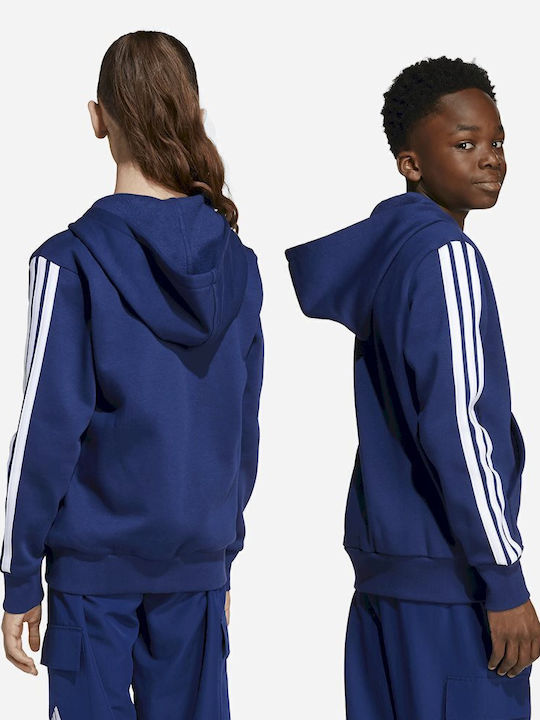 Athletic Kids Cardigan Cotton with Hood Blue Essentials