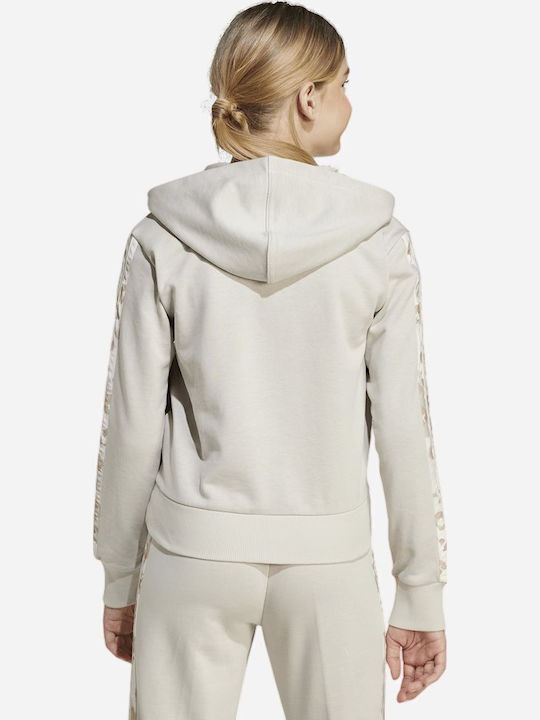 Athletic Kids Cardigan Cotton with Hood Ecru 3 Stripes