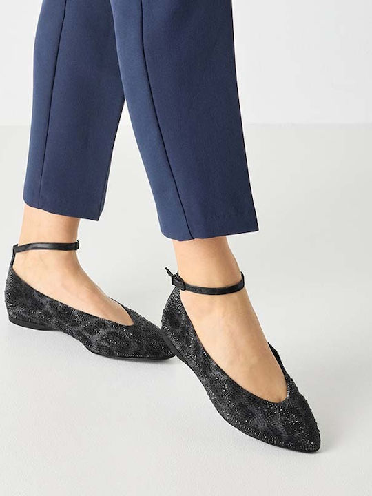Leopard Ballerinas With strap Gray