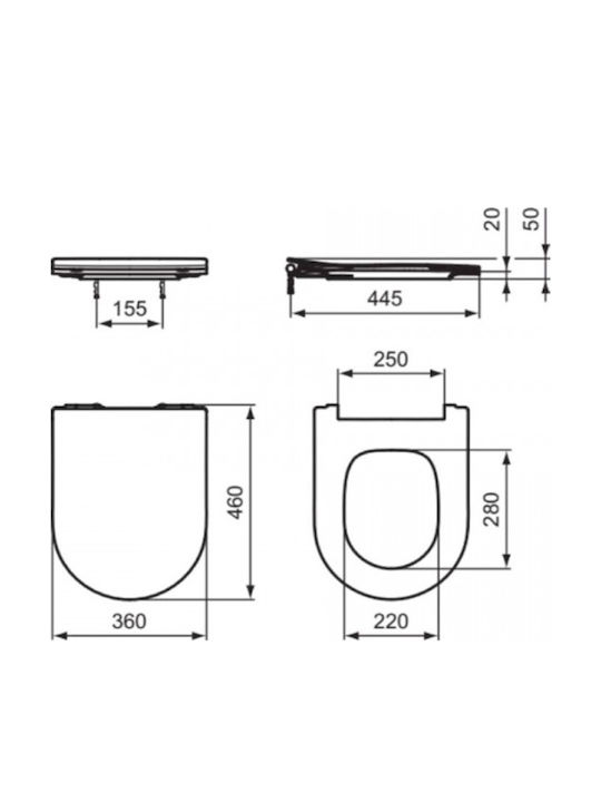 Ideal Standard Καπάκι Λεκάνης Soft Close Πλαστικό Λευκό