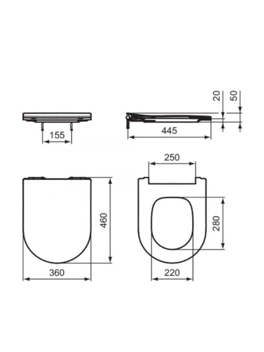 Ideal Standard Καπάκι Λεκάνης Soft Close Πλαστικό Λευκό