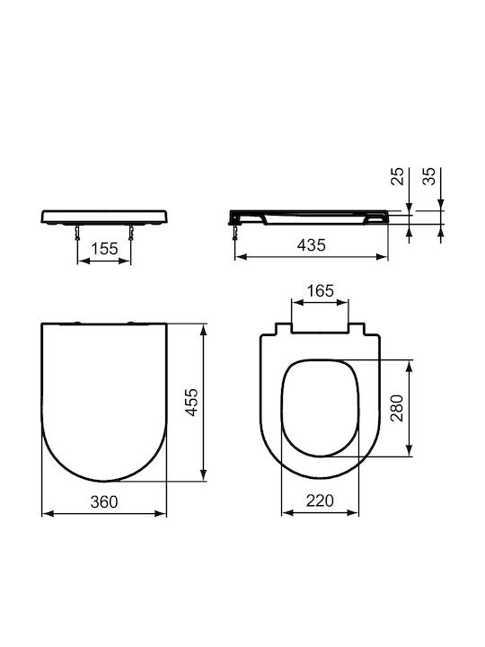 Ideal Standard Καπάκι Λεκάνης Soft Close Πλαστικό Λευκό