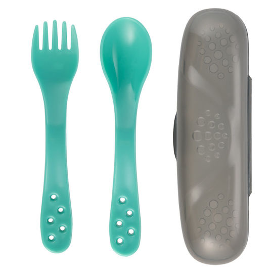 Canpol Babies Baby Set mit Gabel in Hülle für 12+ Monate Türkis 2Stück
