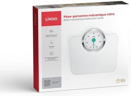 Livoo Аналогова Кантар в Бял цвят DOM490