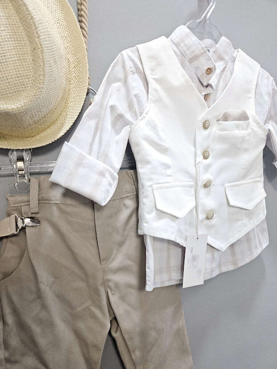 Guy Laroche Baptism Suit Beige 6 Pieces