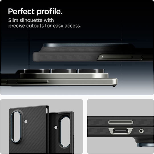 Spigen Airskin Umschlag Rückseite Aramid Fiber 0.3mm Schwarz (Galaxy Z Fold7)