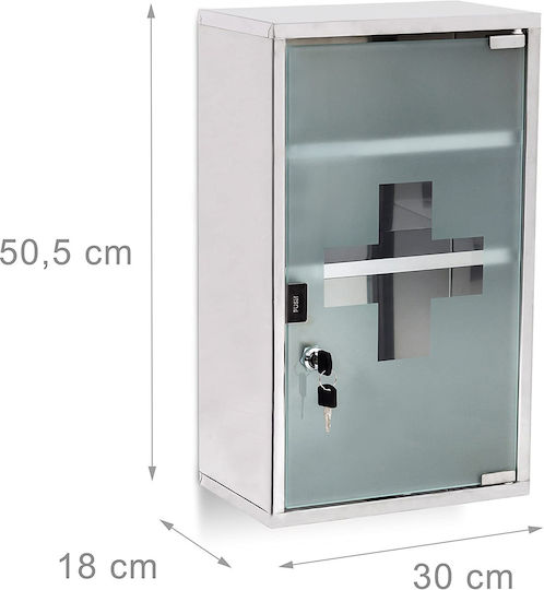 Dulap Medical XL din Oțel Inoxidabil Relaxdays 50,5 X 30 X 18 Cm