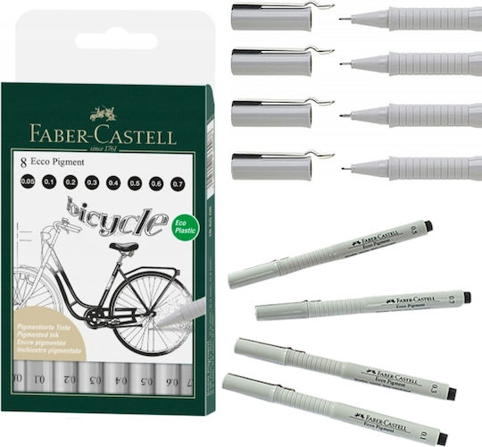 Faber-Castell Ecco Pigment Fineliner Zeichenmarker 0.05mm Schwarz 8Stück