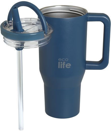 Ecolife Recyclable Handled Tumbler Thermos Stainless Steel BPA Free 900ml DOUBLE HANDLE with Straw and Handle