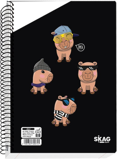 Skag Spiral Notebook Ruled B5 120 Sheets 4 Subjects 1pcs (Μiscellaneous Designs)