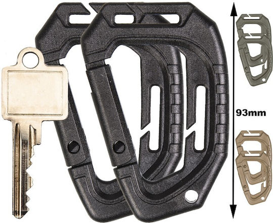 Mil-Tec Lockable Carabiner Carabiner with Molle Attachment Khaki 2 Pieces 2pcs