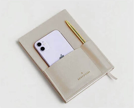 Somewhere Vegan Notebook A5 Ruled with Pen Holder Gray