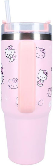 Vadobag Παιδικό Παγούρι Hello Kitty Ανοξείδωτο με Καλαμάκι 900ml