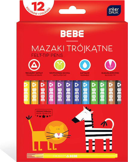 Watercolor Pen Triangular Bebe Markere de Desen Set 12buc
