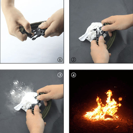 EDC Survival Bracelet with Whistle and Fire Starter Green