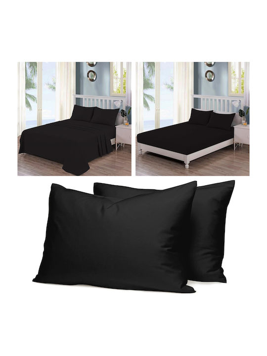 Casa Colori Παπλωματοθήκη Μονή 100% Βαμβάκι 160x240 Black