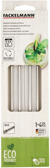 Fackelmann Straws Metal Silver 4pcs