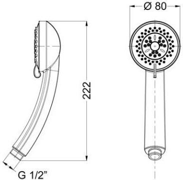 Eurorama R50207 Telefon de Duș cu 2 Jeturi Ø8 Cm